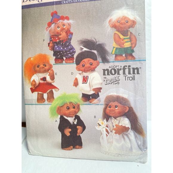 Vtg Norfin Troll Doll Clothes Butterick Pattern #6439 Bride Groom 6 Outfits - Picture 2 of 13